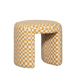 Pouf damiers en tissu - Jaune