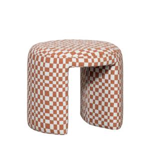 Pouf damiers en tissu - Orange