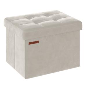 Pouf de rangement 41 x 31 x 31 cm blanc