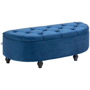 Pouf de rangement coffre classique capitonné demi-cercle ve…