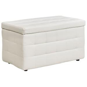 Pouf de rangement cuir pu blanc