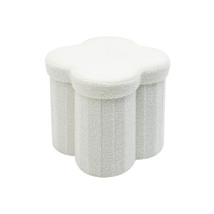 Pouf de rangement pliable en tissu blanc