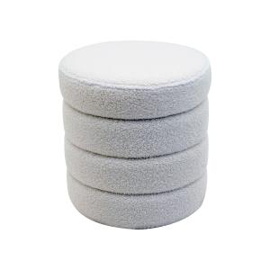 Pouf de rangement rond en tissu blanc