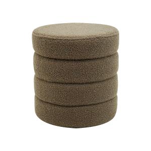 Pouf de rangement rond en tissu vert olive