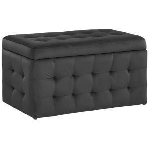 Pouf de rangement velours 72 cm 42 cm noir