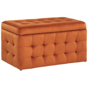 Pouf de rangement velours 72 cm 42 cm orange