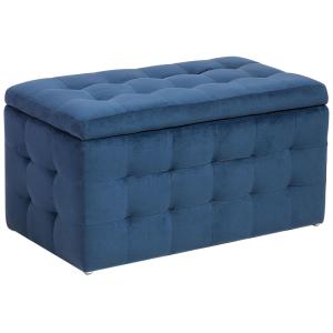 Pouf de rangement velours bleu foncé