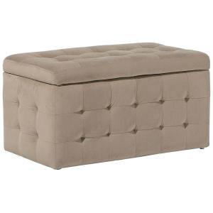 Pouf de rangement velours marron clair
