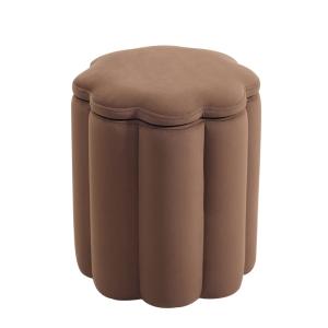 Pouf de salon avec rangement en velours marron
