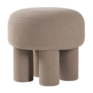 Pouf de salon scandinave en bouclette taupe