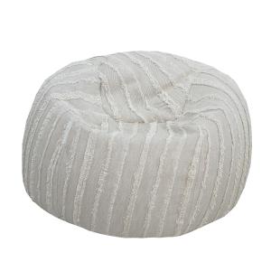 Pouf déhoussable en coton gris a frange