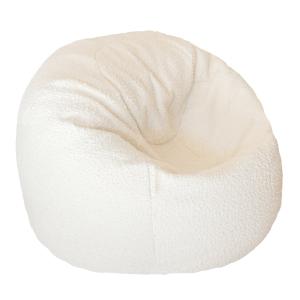 Pouf en bouclette blanc crème déhoussable