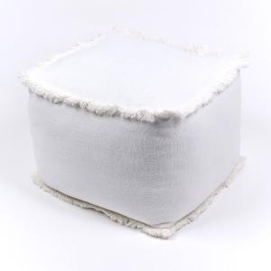 Pouf en Coton Blanc 40x40 cm