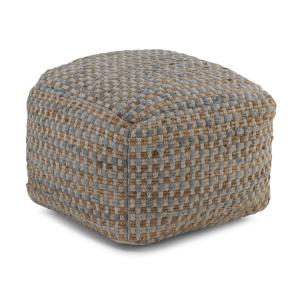 Pouf en coton et jute gris clair 45x45x35 cm