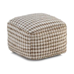 Pouf en coton et jute naturel 45x45x35 cm