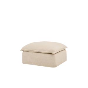 Pouf en coton et lin déhoussable beige 92x72cm