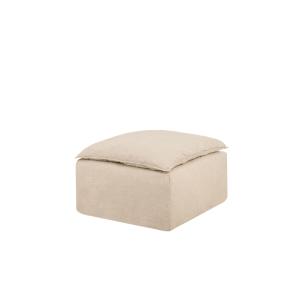 Pouf en coton et lin déhoussable beige de 87x87cm