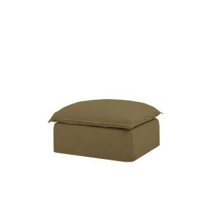 Pouf en coton et lin déhoussable vert 92x72cm