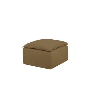 Pouf en coton et lin déhoussable vert de 87x87cm