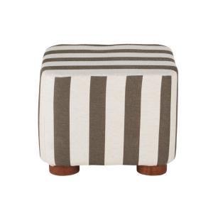 Pouf en coton rayé vert et blanc