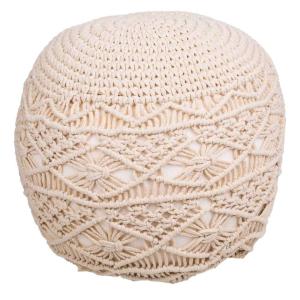 Pouf en coton tressé Beige