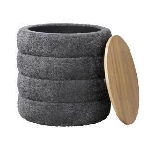 Pouf en effet peau de mouton gris