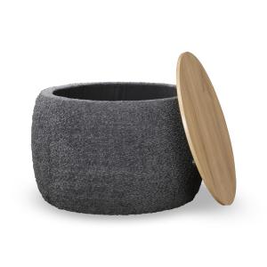 Pouf en effet peau de mouton gris foncé