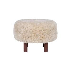 Pouf en fausse fourrure beige