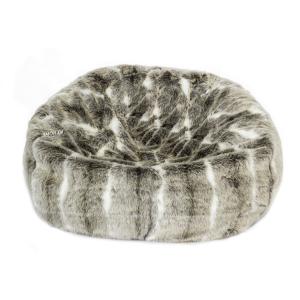 Pouf en fausse fourrure marron beige