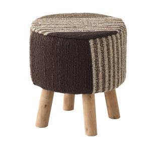 Pouf en jute et coton 40x40x45 cm