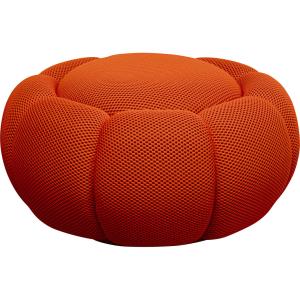 Pouf en polyester orange effet résille