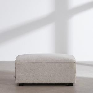 Pouf en textile tramé ivoire