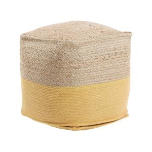 Pouf en tissu beige 44x44cm