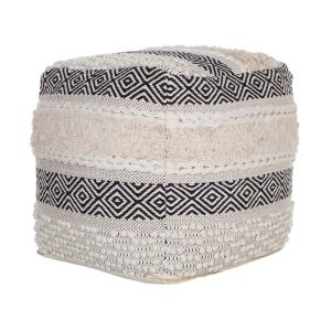 Pouf en tissu beige 50x50cm