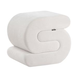 Pouf en tissu blanc 45x48cm