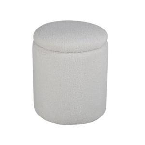 Pouf en tissu bouclé blanc LIPYA tissu   mousse blanc 32x32…