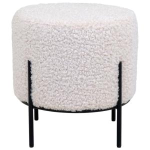 Pouf en tissu bouclé écru ø35,5 cm