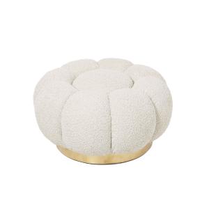 Pouf en tissu bouclé en forme de fleur D65 beige