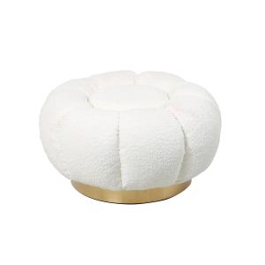 Pouf en tissu bouclé en forme de fleur D65 blanc