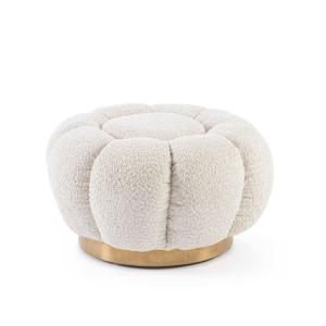 Pouf en tissu bouclé naturel
