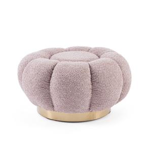 Pouf en tissu bouclé rose antique