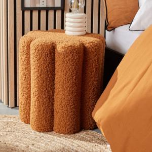 Pouf en tissu bouclette  38x40 cm Marron