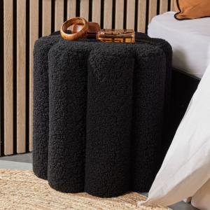 Pouf en tissu bouclette  38x40 cm Noir