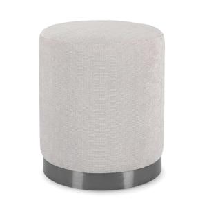 Pouf en tissu gris clair avec anneau en métal