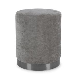 Pouf en tissu gris foncé et anneau en métal