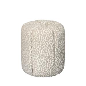 Pouf en tissu imprimé animal ø38cm - Beige
