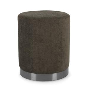 Pouf en tissu thym brun avec anneau en métal