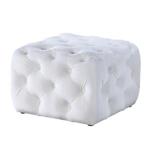 Pouf en velours blanc écru