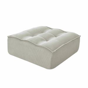Pouf en velours côtelé 80 x 75 x 32 cm écru