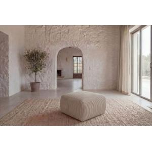 Pouf en velours côtelé Beige 74x74x41